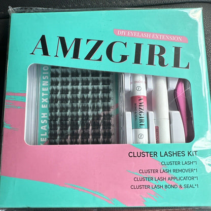 Amzgirl Lash DIY Eyelash Extensions Kit - Cluster Lash 84Pc W/ Remover Bond Seal