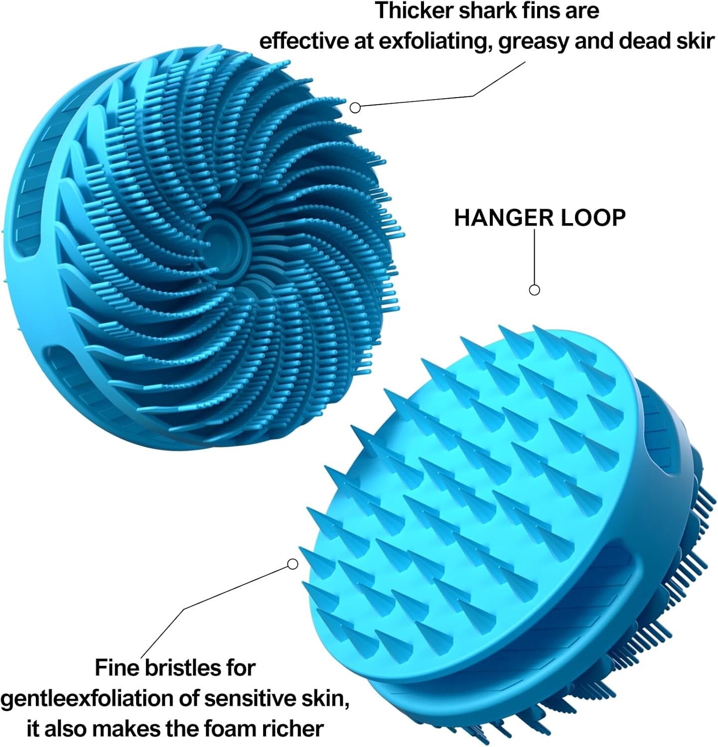 2 in 1 Silicone Body Shower Scrubber Wash Exfoliator Brush Scalp Massager USA