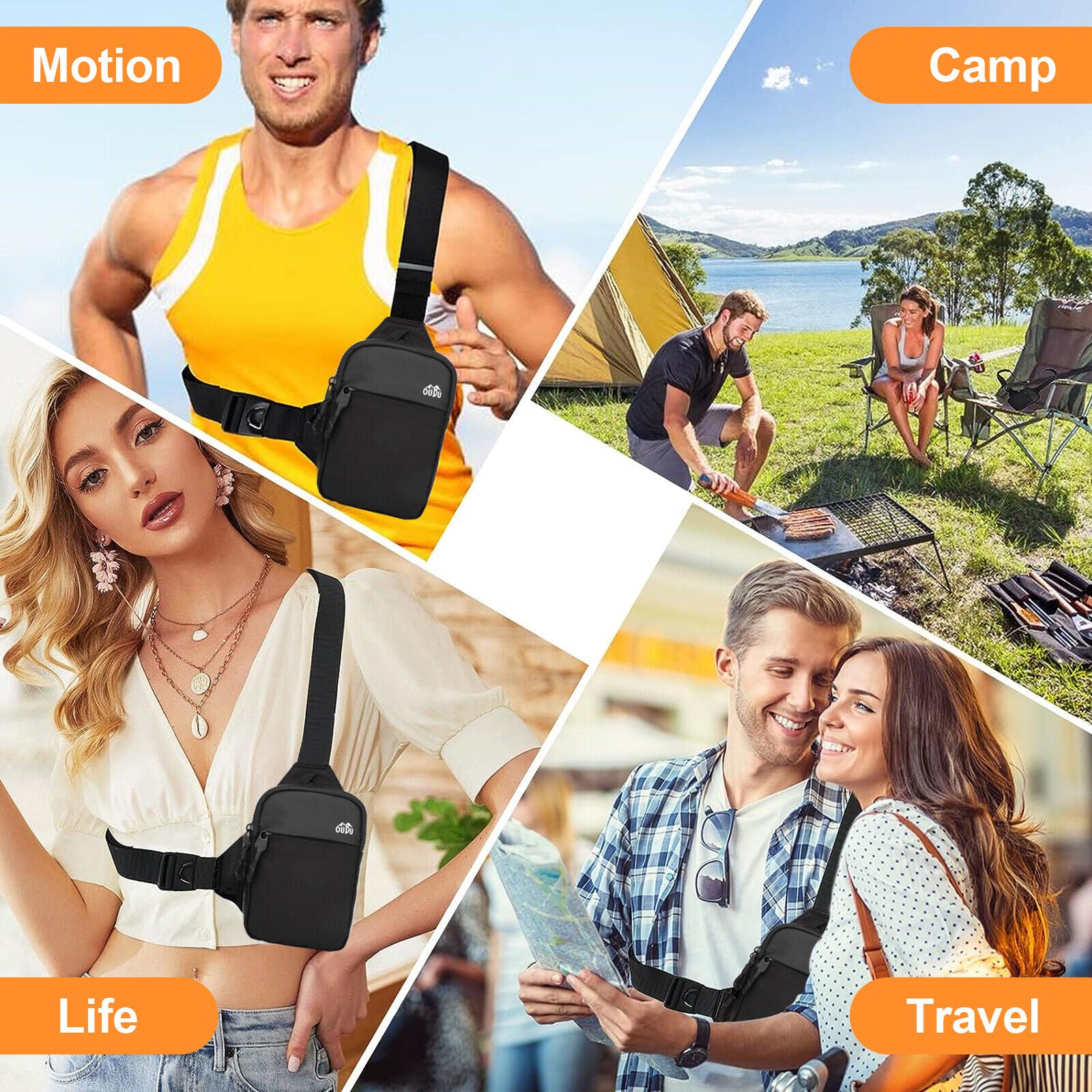 Men Women Sling Shoulder Bag Nylon Chest Pack Crossbody Travel Mini Phone Packet