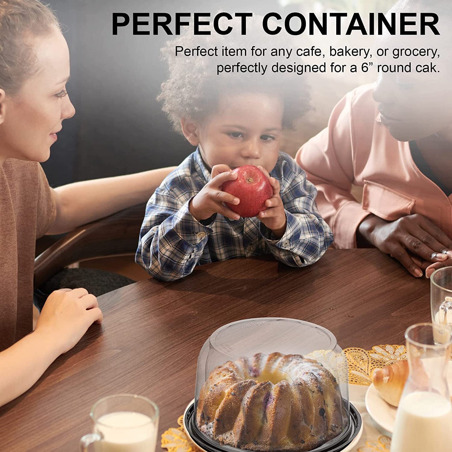 MT Products Plastic Cake Container with Clear Dome Cover 6" round - Pack of 5