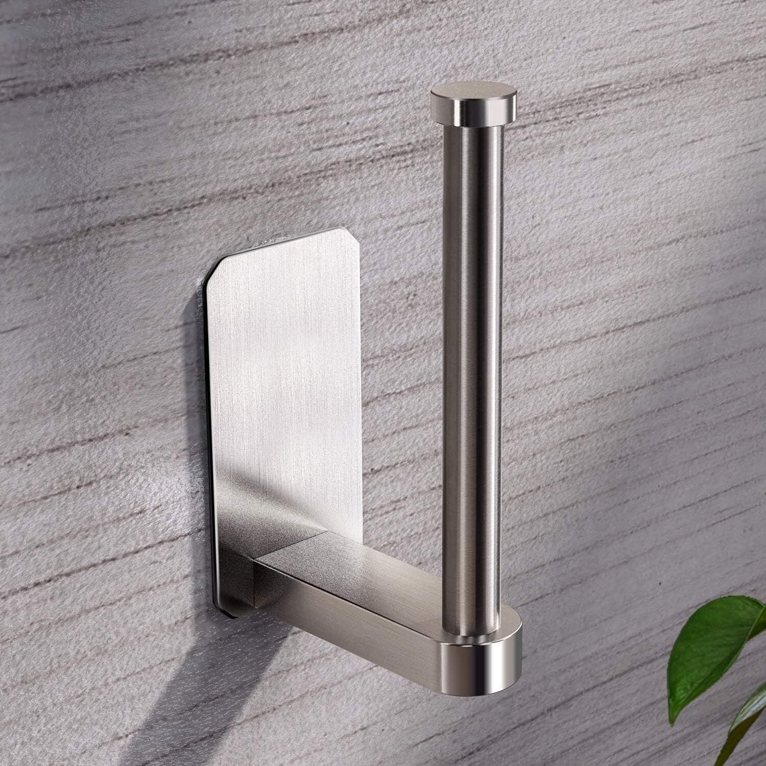 Self-Adhesive Toilet Paper Holder - No Drilling, Rustproof 304 Stainless Steel, Wall Mount for Bathroom, Kitchen & RV, Easy Install & Durable Design