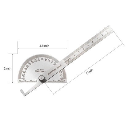 Protractor Angle Finder Arm Stainless Steel Measuring Ruler Tool 180 Degree USA