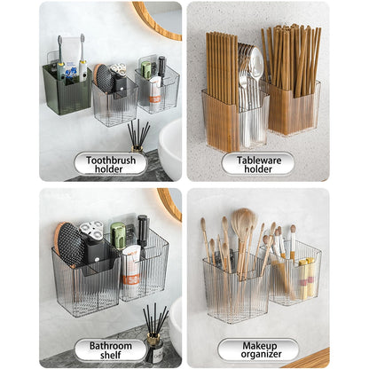 Set of 2 Storage Organizer Bins Wall Mounted Shower Caddy, Bathroom Shelves S...