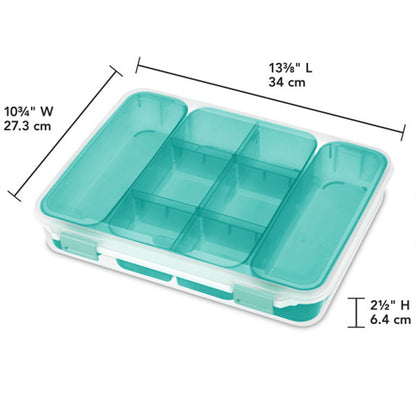 Sterilite Divided Case Stackable Plastic Small Storage Lidded Container, 6 Pack