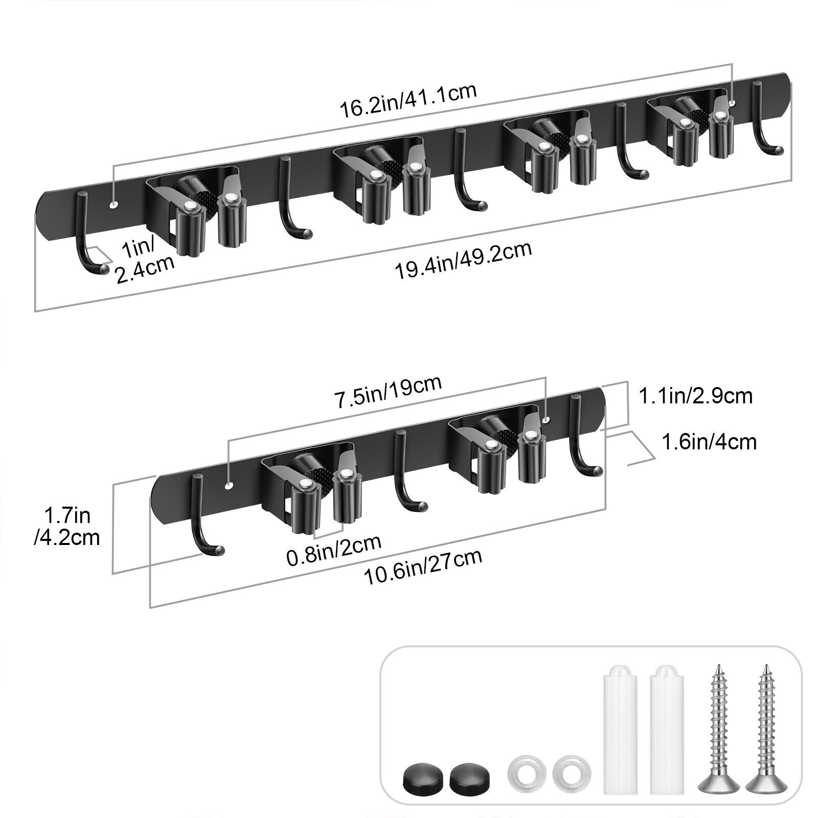 Broom Hanger Mop Holder Wall Mount Heavy Duty Garden Kitchen Tool Organizer Rack