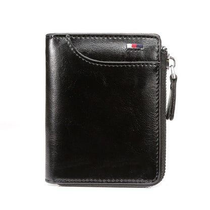 Men’s Wallet RFID Blocking – Leather Credit Card & ID Holder, Waterproof Zipper Purse, Slim & Stylish Design for Secure Everyday Carry!