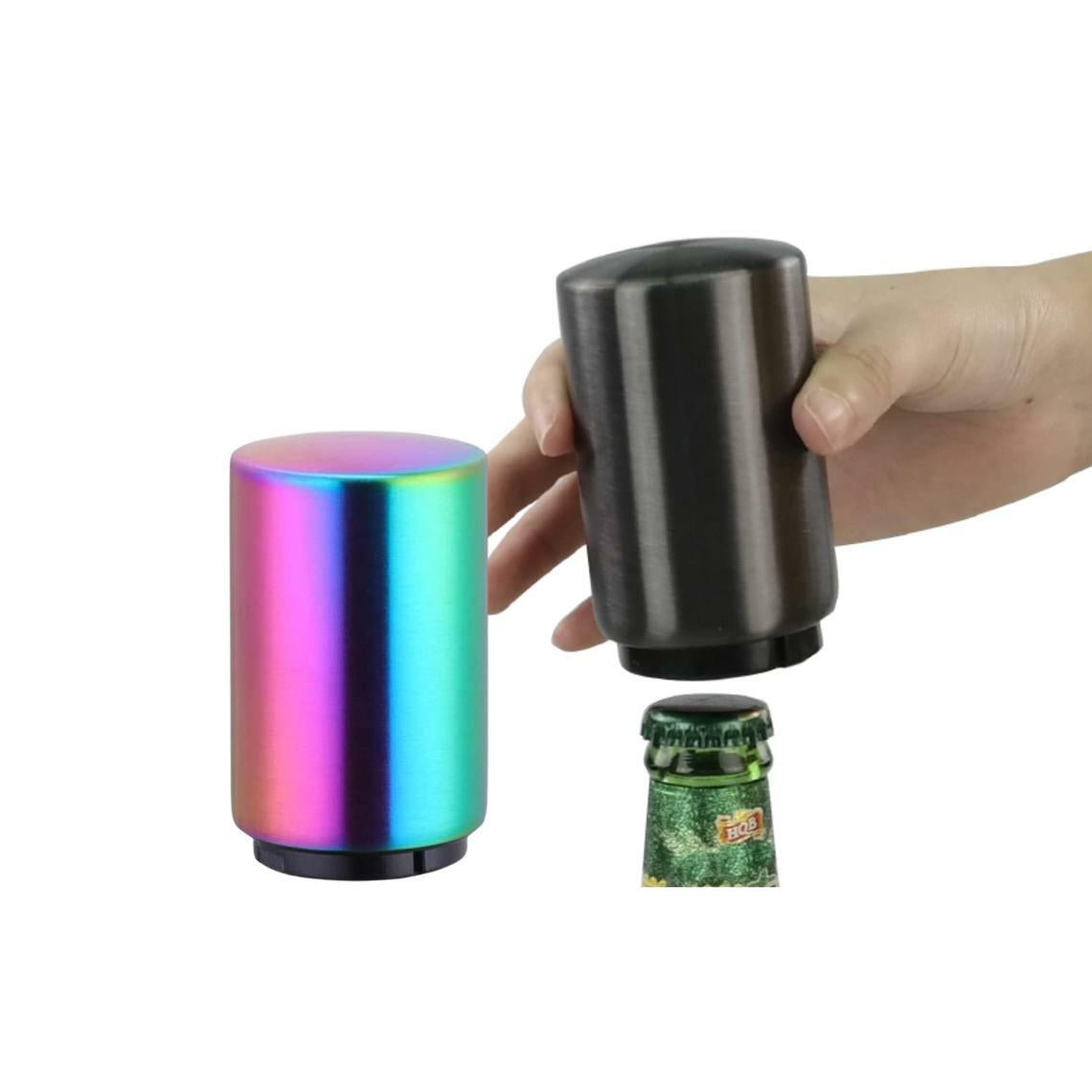 Magnet Automatic Beer Bottle Opener Push down Soda Cap Collector Stainless Steel
