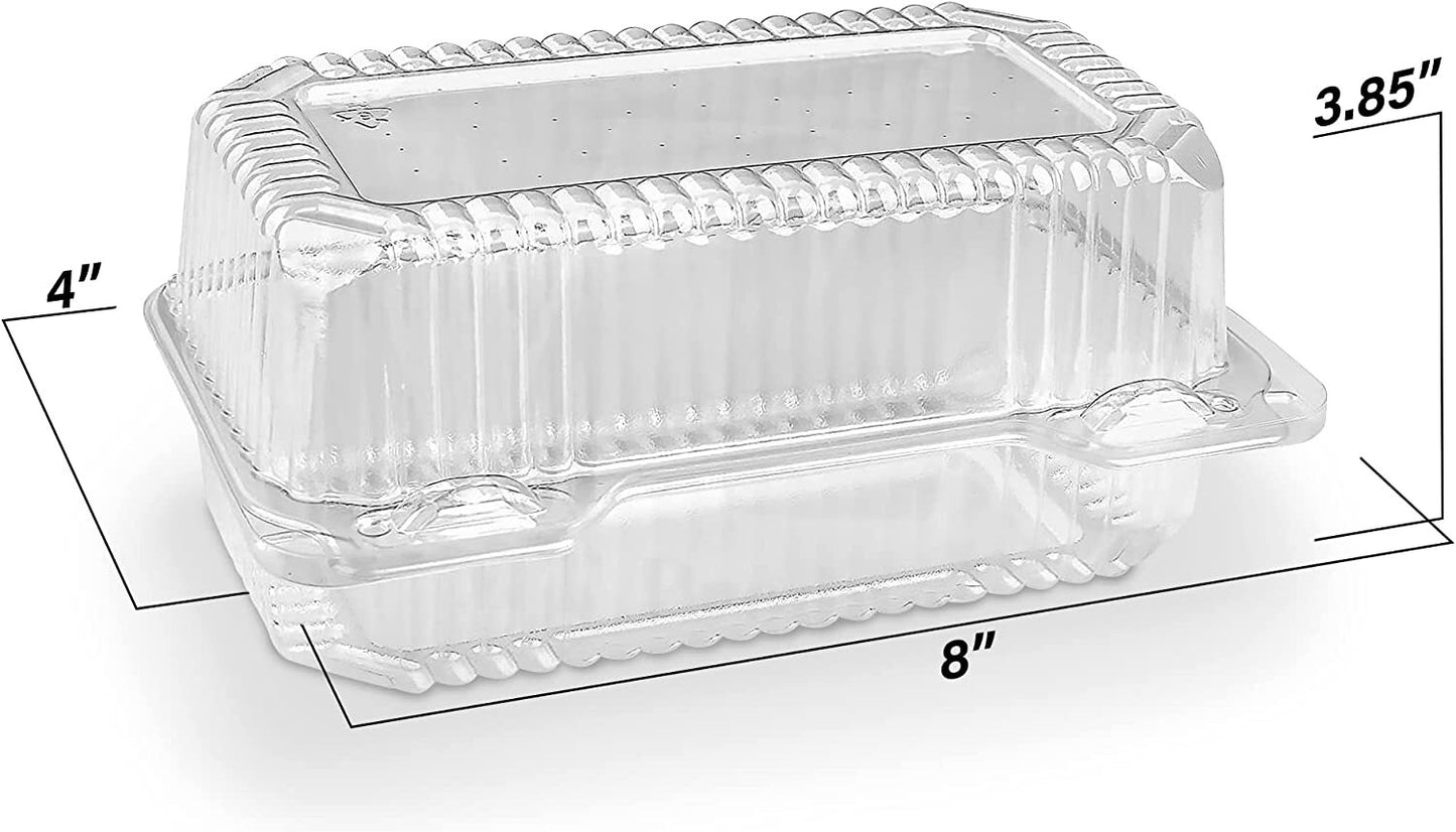 MT Products Clear Plastic Hinged Loaf Containers 8" X 4" X 3.85" - Pack of 20