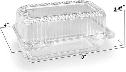 MT Products Clear Plastic Hinged Loaf Containers 8" X 4" X 3.85" - Pack of 20