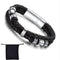 Men's Black Leather Braided Bracelet - Stainless Steel Cuff, Trendy Wristband for Everyday Style - Perfect Gift for Him, Modern & Durable Design