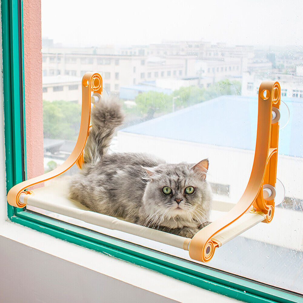 Cat Window Hammock Perch Seat - Strong Suction Cups, Breathable Canvas, Durable Design, Perfect Sunbathing & Birdwatching Spot for Your Furry Friend!