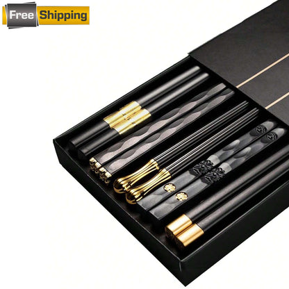 5 Pair Stainless Steel Chopsticks – Non-Slip Design, Stylish Kitchen Tools for Easy Gripping, Durable & Reusable Chop Sticks for Home or Dining!