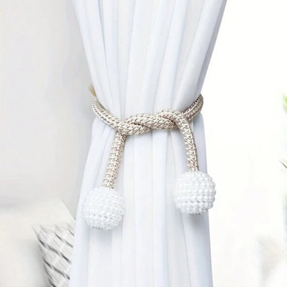 2Pcs Curtain Tiebacks Holdbacks Magnetic Buckle Woven Tie Hold Back Clips Rope