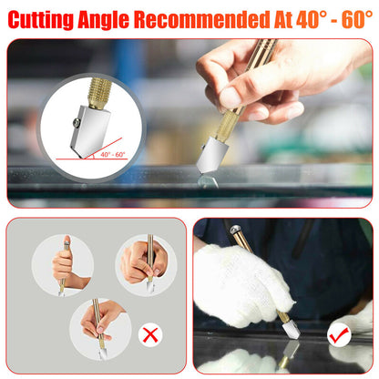 1/2/4Pc Professional Diamond Tip Glass Cutter Steel Blade Precision Cutting Tool