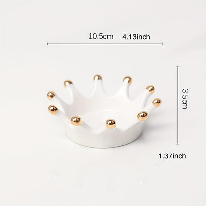 open crown ring holder Royal Ceramic Gold-Crown Ring Holder Jewelry Dish Tray,Ring Dish Jewelry Stand Gift Organiser Racks Smooth Decorative