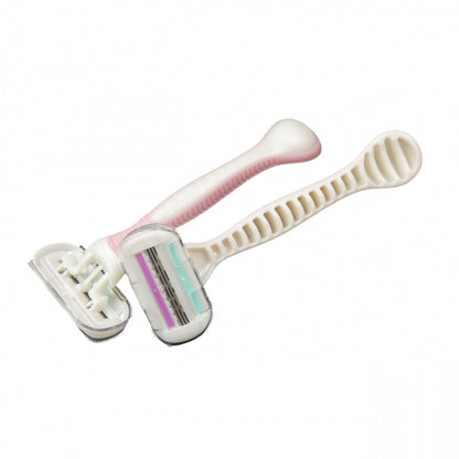 All Pure Womens 3 Blade Swivel Razor Pack 2 Pieces Lubricating Strip for Comfort