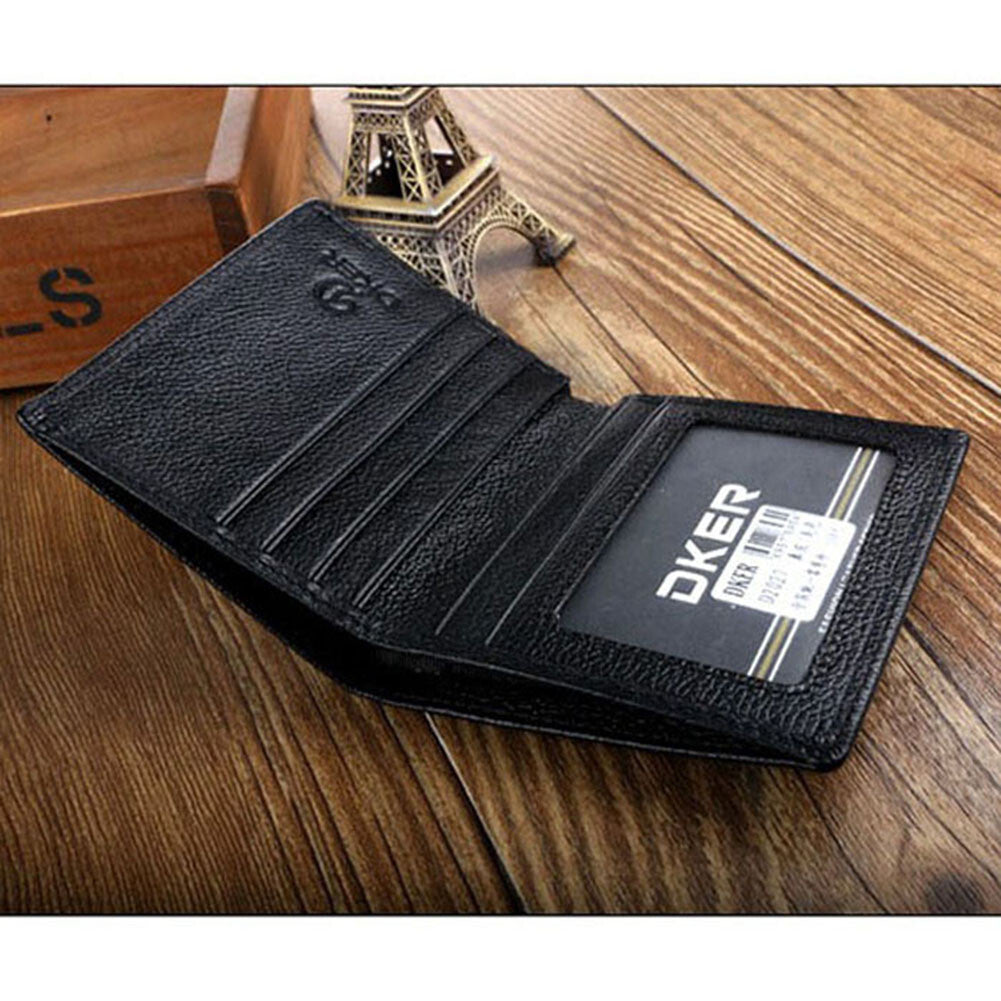 Men'S Leather Bifold ID Credit Card Holder Wallet Small Purse Billfold Thin