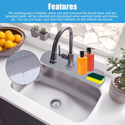 Kitchen Faucet Sink Splash Guard Silicone Drain Pad Water Catcher Tray Slip Mat