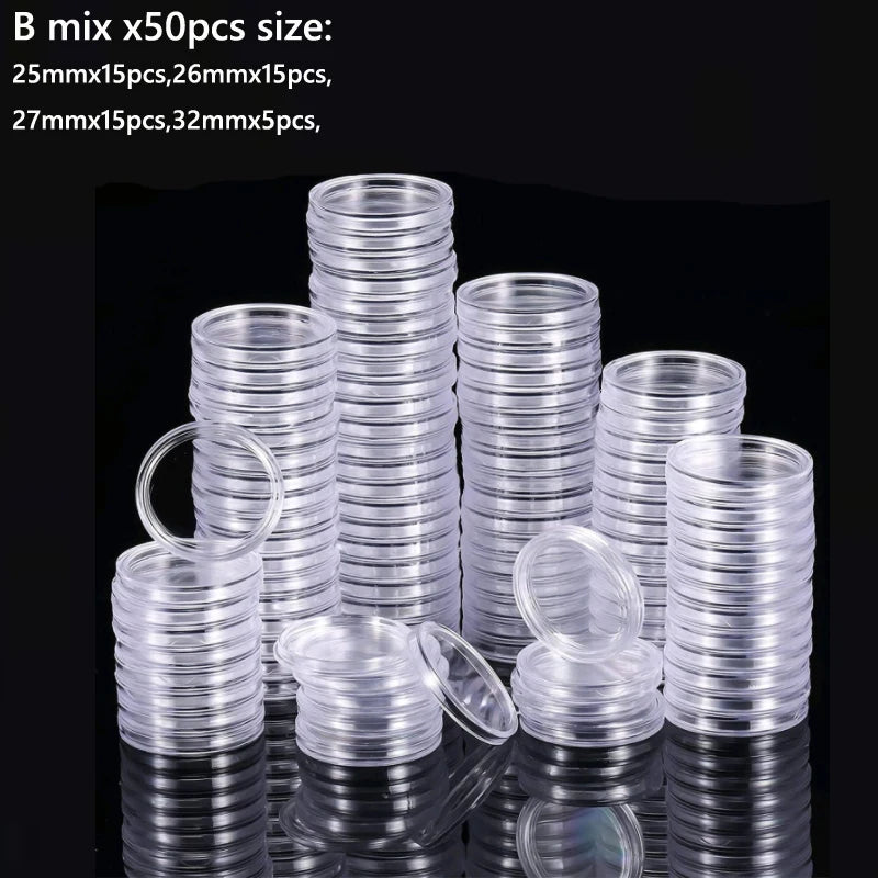 Transparent round COINNING Box Capsules Storage Containers Home Supplies