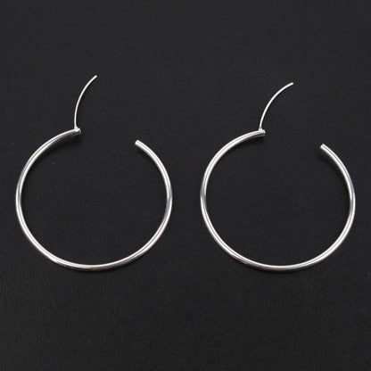 925 Silver Plated Large Hoop Earrings for Women - Lightweight, Thin Hoops with 50mm Diameter & 2mm Thickness, 8g, Ideal for Everyday & Parties