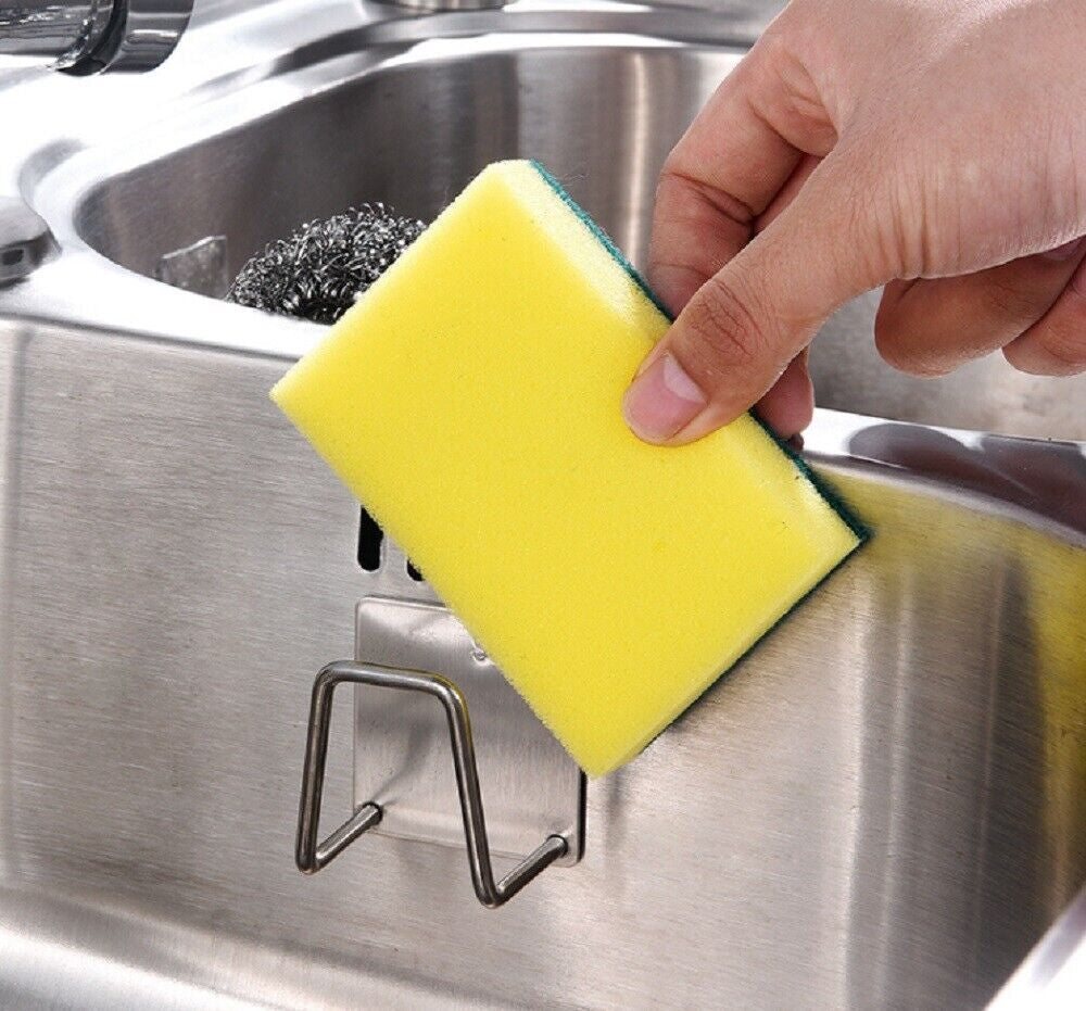 4Pcs Stainless Steel Adhesive Sponge Holder Sink Caddy for Kitchen Accessories