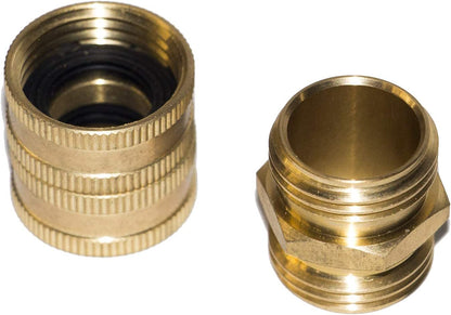 Heavy Duty Brass Garden Hose Adapters 4-Pack, Male to Male & Female to Female 3/4” Couplers, Durable, Leak-Free Connectors with Extra Washers