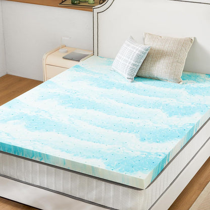 mattress toppers, Memory Foam Bed Topper - Cooling Gel, Pressure Relief, High-Density Support, Breathable & Comfortable Mattress Pad for Deeper Sleep