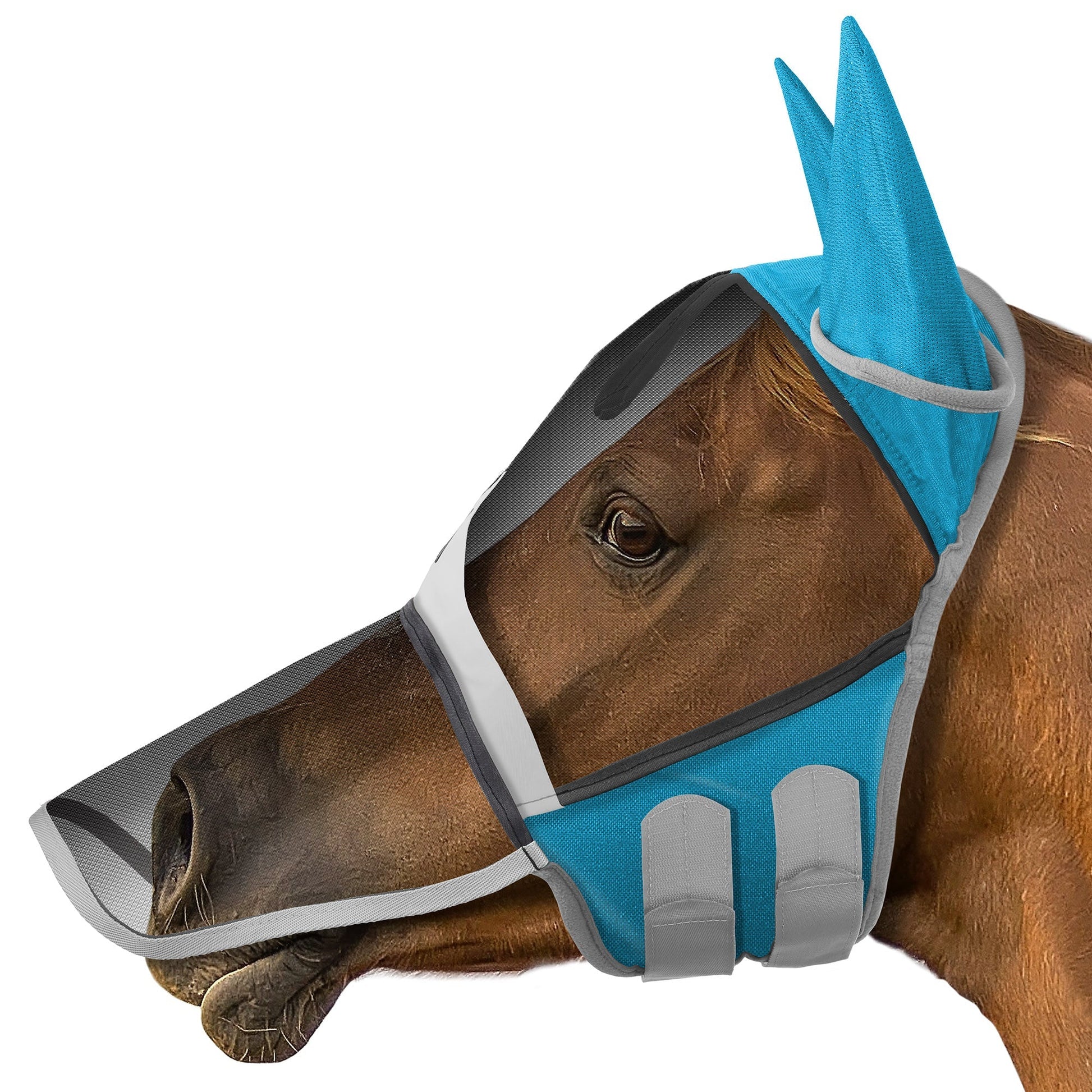 Horse Fly Mask with Long Nose – Equine Ear Protection, Fine Mesh, UV Protection for Horses | Comfortable, Breathable, Essential Summer Gear for Your Horse