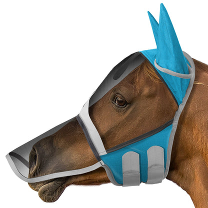 Horse Fly Mask with Long Nose – Equine Ear Protection, Fine Mesh, UV Protection for Horses | Comfortable, Breathable, Essential Summer Gear for Your Horse