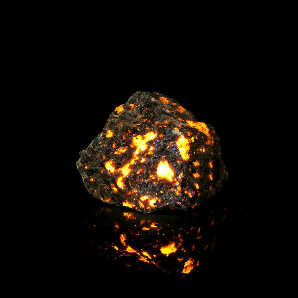 Orange Stone Crystal Natural 100G Flame Fire Stone Syenite Containing Fluorescent Sodalite Rough Raw