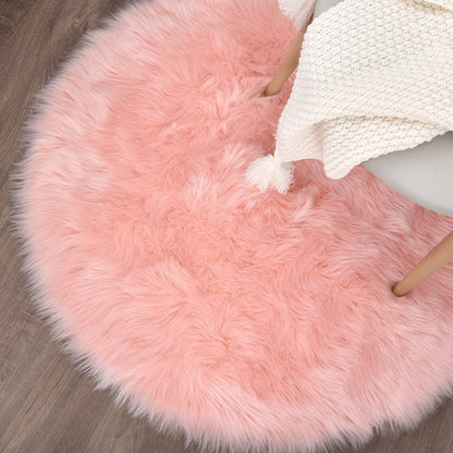 Faux Fur Sheepskin Fluffy Area Rugs round Shaggy Carpet for Bedroom Living Room