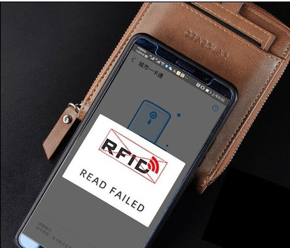 Men RFID Blocking Leather Bifold Wallet Credit Card ID Holder Zip around Purse