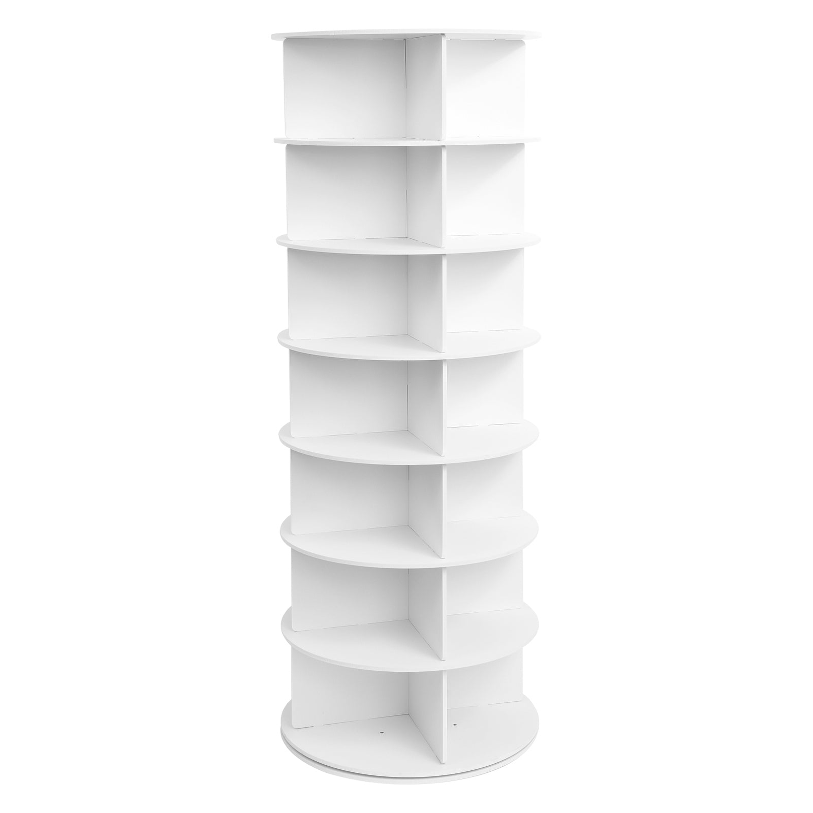 7-Tier Rotating Shoe Rack Tower 360° Spinning Shoe Display Carousel White
