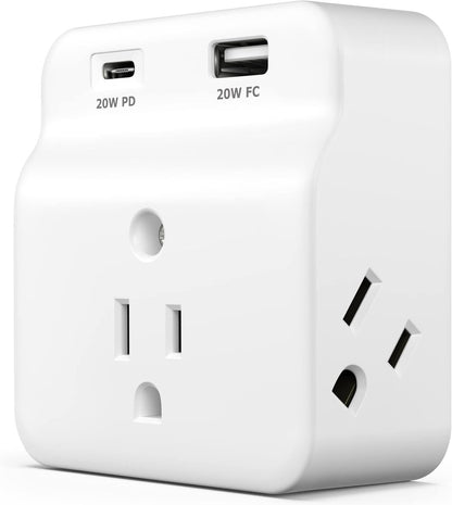 USB Wall Charger Surge Protector - 5 Outlet Extender with 4 USB Charging Ports