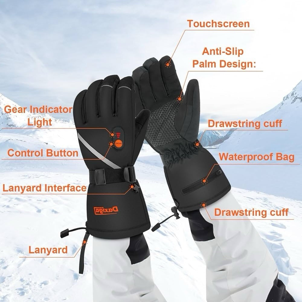(Size L ) Heated Gloves, 5000Mah, Waterproof, Touchscreen, for Skiing, Riding..