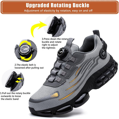 Men Work Safety Shoes Steel Toe Cap Boots Rotating Buckle Breathable Lightweight