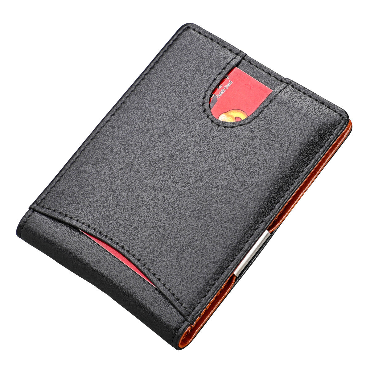 RFID Blocking Men Ultra-Thin Leather Wallet Front Pocket Cash Card Holder Purse