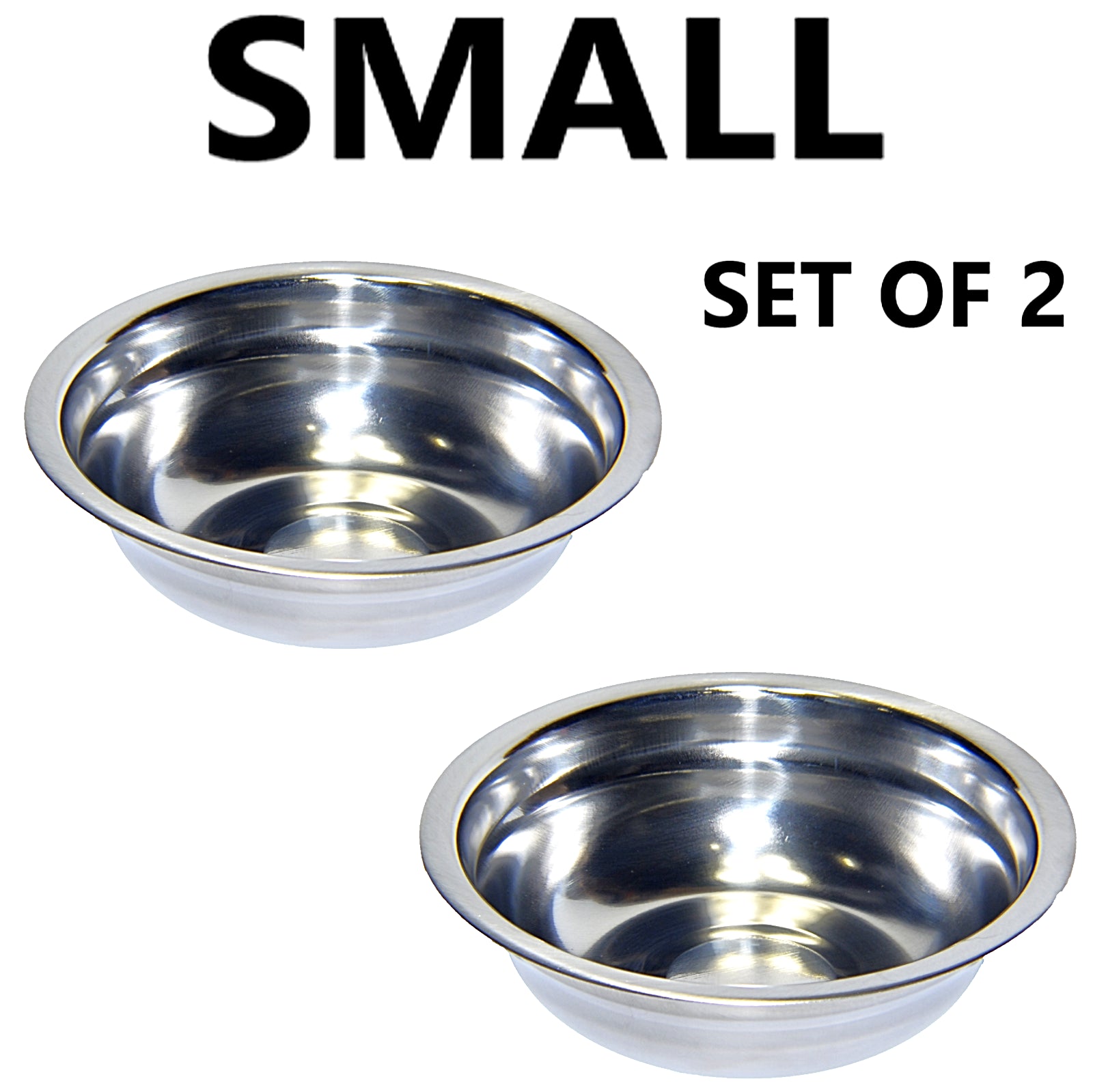 Set of 2 Dog Cat Pet Bowl Dish Metal STAINLESS STEEL Silver New XXS-XXL