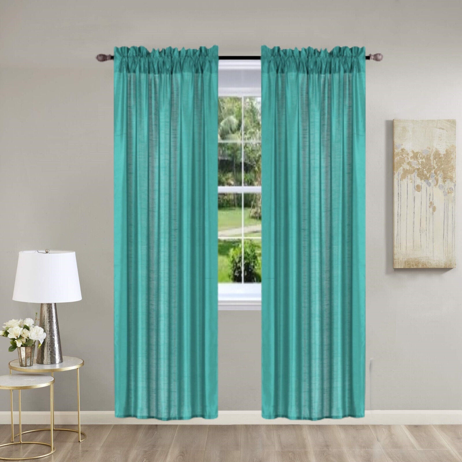 pinch pleat curtains, Unlined Rod Pocket Window Curtain Panels 2 Pack Sheer & Light, Fits 2” Rod, Home Decor Upgrade, 3 Sizes Available – Non-Blackout