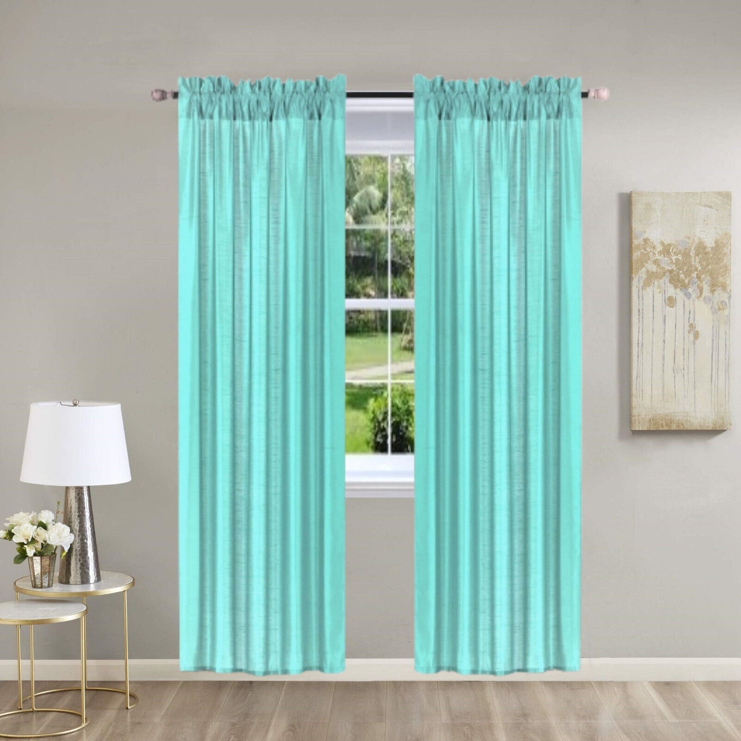 pinch pleat curtains, Unlined Rod Pocket Window Curtain Panels 2 Pack Sheer & Light, Fits 2” Rod, Home Decor Upgrade, 3 Sizes Available – Non-Blackout