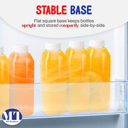 MT Products Empty Clear PET Plastic Juice Bottles with Caps 16 Oz - Pack of 12