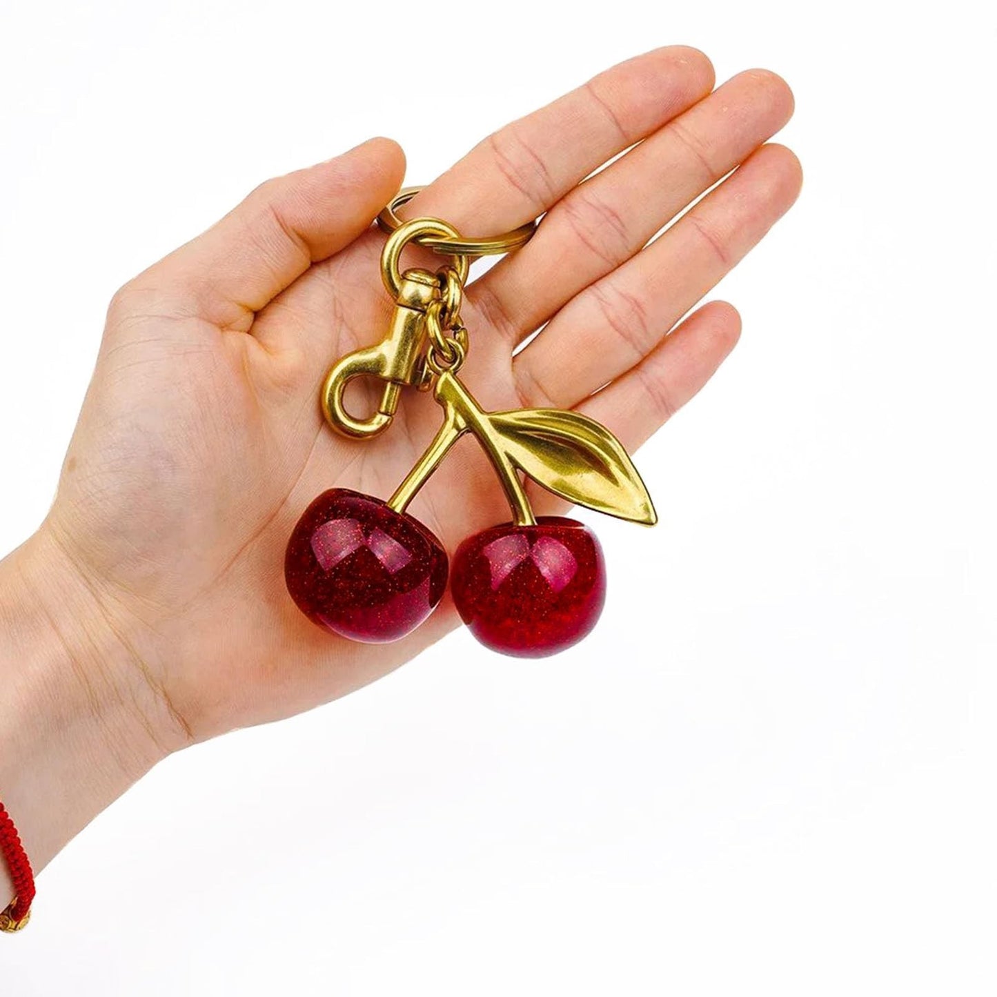 Keychain Cherry Bag Charms Purse，Key Chains Women Cute /Red Apple