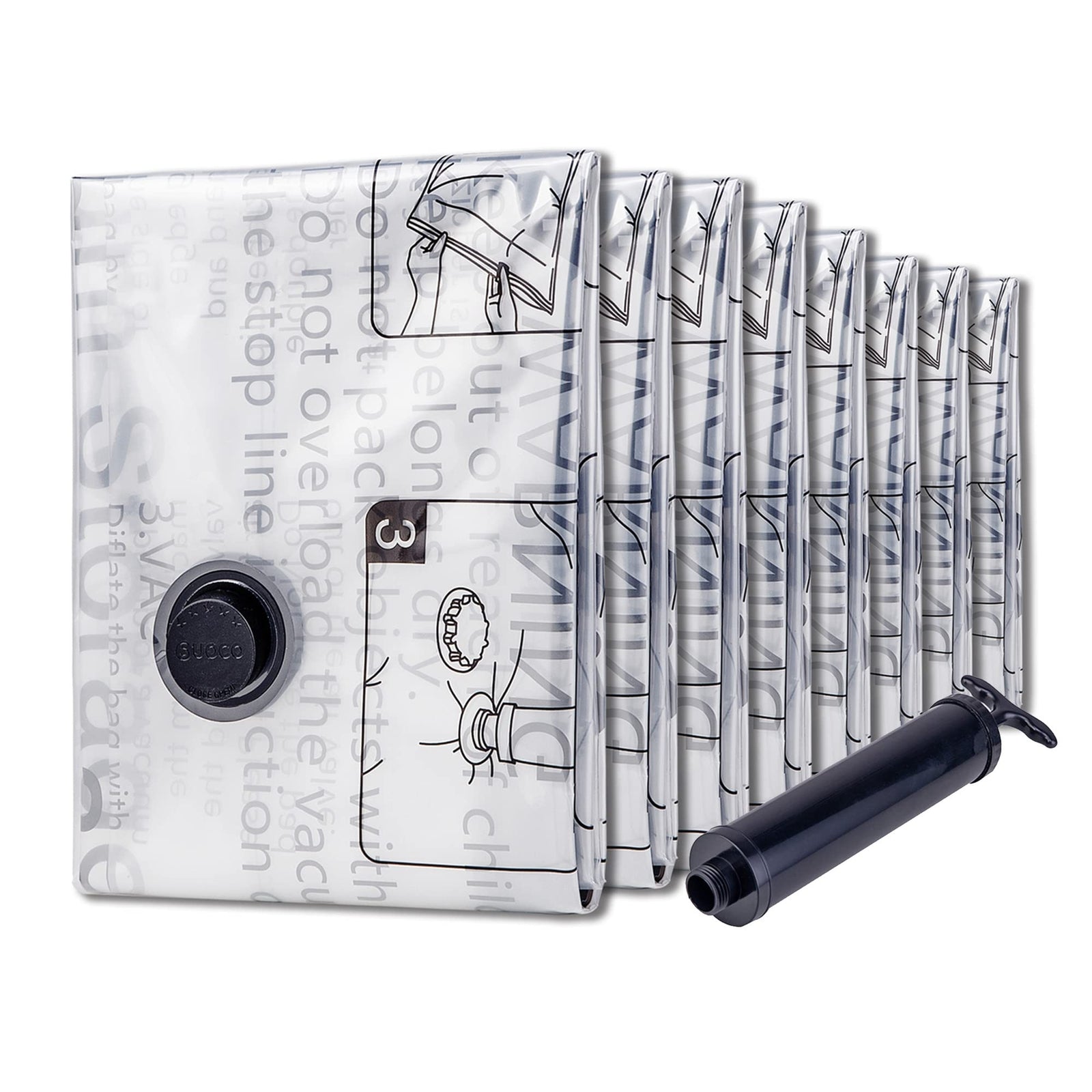 SUOCO Vacuum Storage Bags (8 Jumbo), Space Saver Bags for Clothes, Pillows,