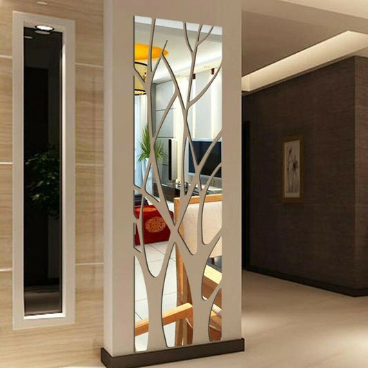 3D Mirror Tree Art Removable Wall Stickers Acrylic Mural Decal Home Room Decor