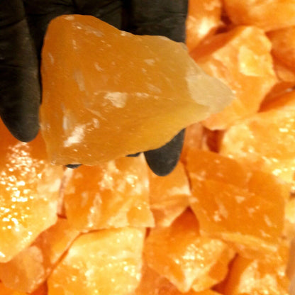 1/2 Lb LOT Calcite Orange Natural Crystal Rough Gemstone Raw Stone Bulk Healing