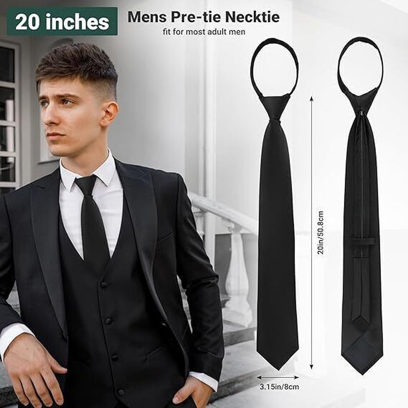 3× Men'S Black Pretied Necktie Men Adjustable Office Zipper Neck Tie Gifts USA