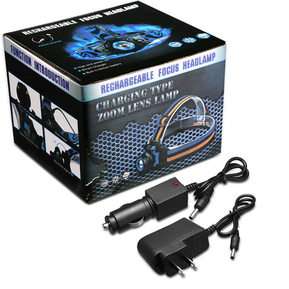 Tactical Headlight Rechargeable LED Headlamp+Batt+