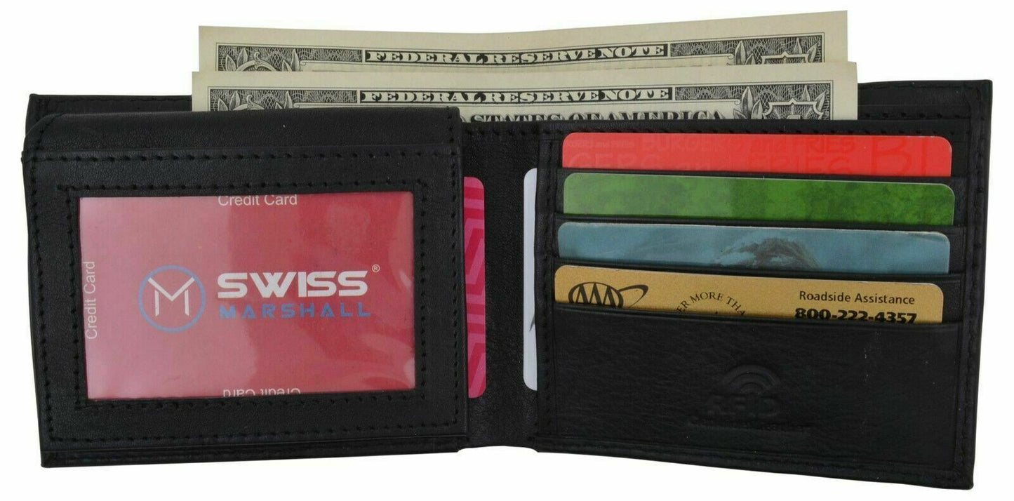 Genuine Leather Minimalist Bifold Wallets for Men RFID Blocking Slim Mens Wallet