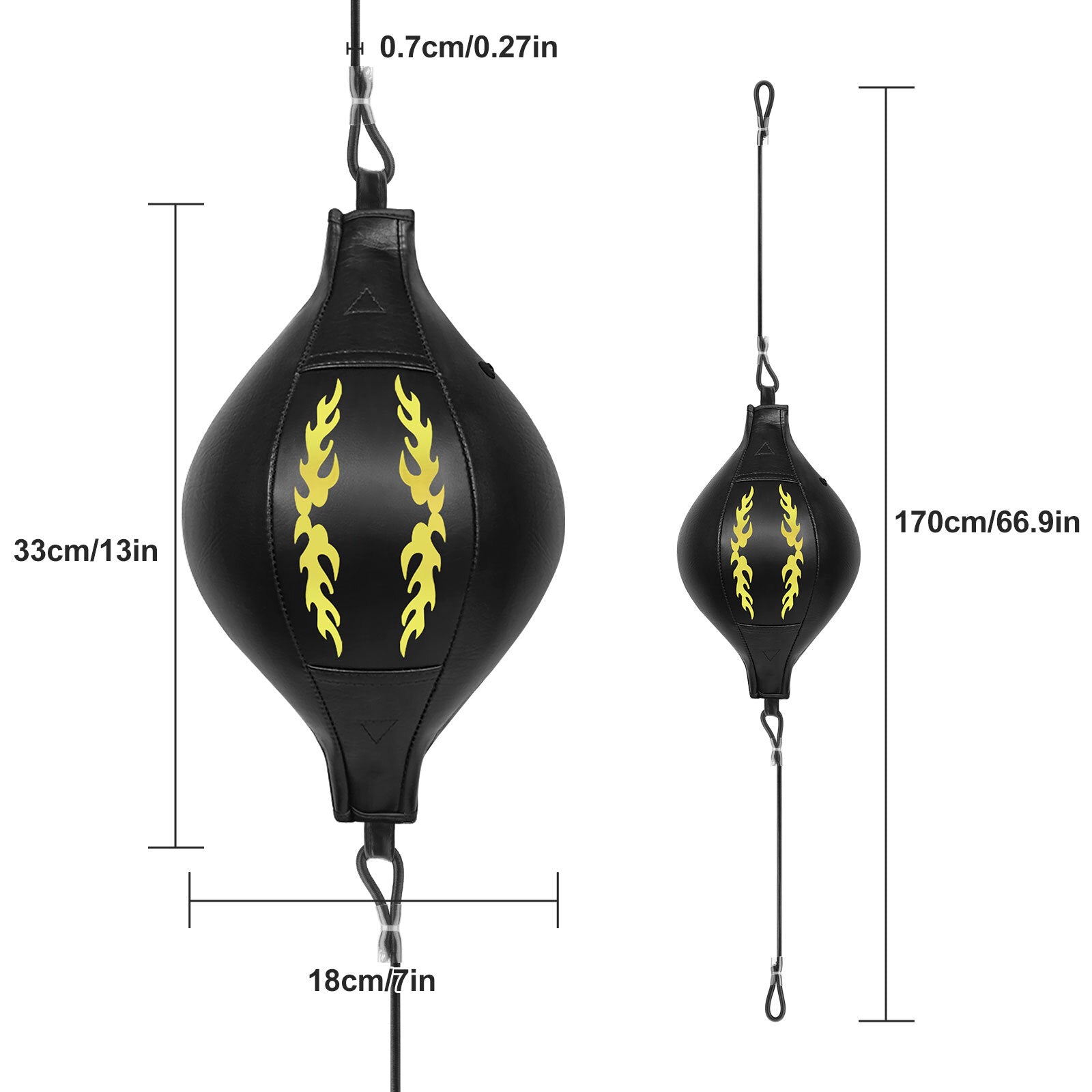 Double End Speed Ball Boxing Punching Bag PU Leather Adjustable Reflex Trainer