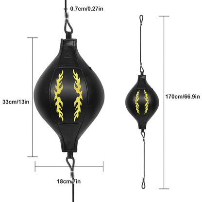 Double End Speed Ball Boxing Punching Bag PU Leather Adjustable Reflex Trainer